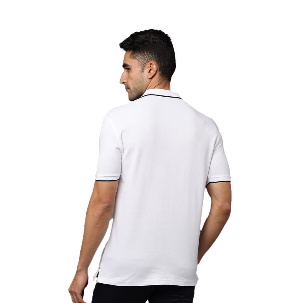 Greys & Blues Pima Polo T-Shirt - White With Black Tipping